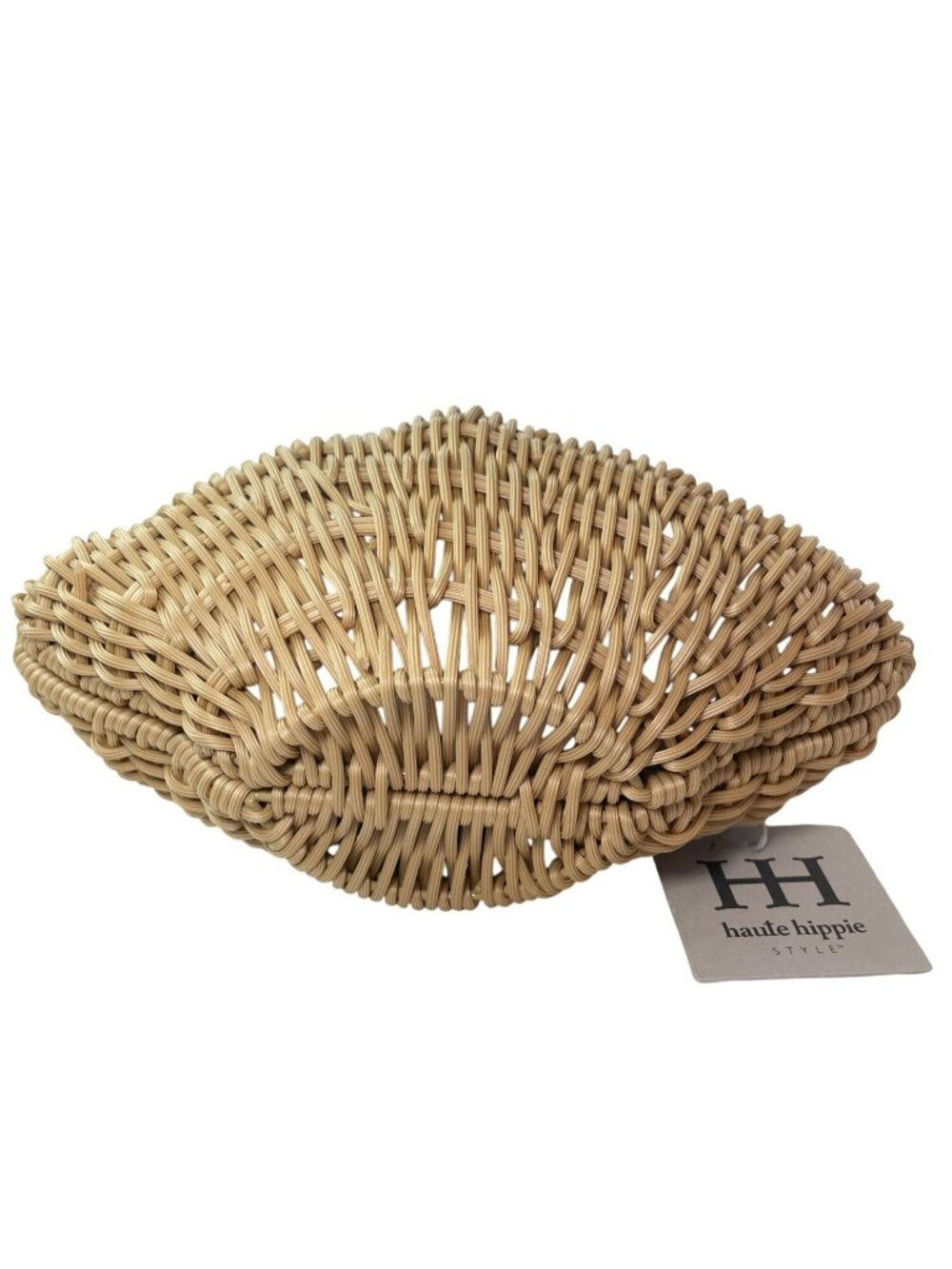Haute Hippie Woven Rattan Sea Shell Bag Gold Shell Chain Fabric Lining NWT - Picture 4 of 6